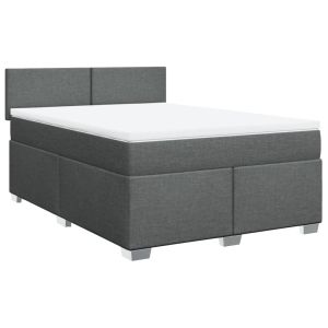 vidaXL cama box spring con colchón tela gris oscuro 140x200 cm