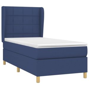 vidaXL cama box spring con colchón tela azul 90x200 cm