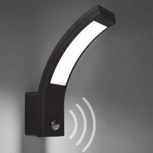 Cgc lighting Aplique de parede exterior preto com sensor de movimento PIR