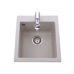Pia de granito bege aquasanita simplis 1 cuba 425x500 - para embutir - aqua