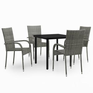 vidaXL juego de comedor de jardín 5 piezas gris y negro