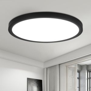 Nettlife teto LED plano 30 cm - 24 w, preto, 6000 k - iluminação