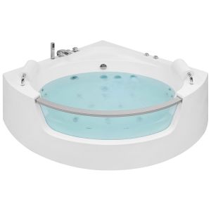Banheira de hidromassagem de canto com LED mangle 1870 x 1360 mm branco