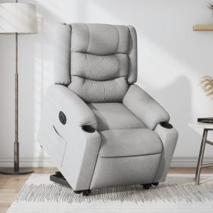 Poltrona reclinável elevatória elétrica tecido cinzento-claro ewg7981