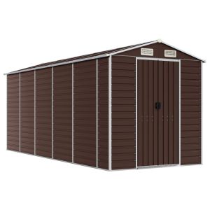 Abrigo de jardim 191x470x198 cm aço galvanizado castanho