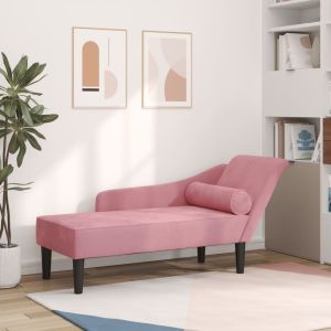 Chaise longue com almofadões veludo rosa wf148362