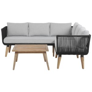 Conjunto lounge madeira de acácia preto alcamo