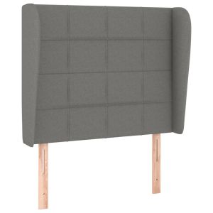 vidaXL cabecero con orejas de tela gris oscuro 93x23x118/128 cm