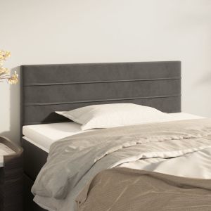 Cabeceira de cama veludo 90x5x78/88 cm cinzento-escuro ptob6325