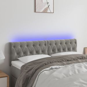 Cabeceira de cama c/luzes LED veludo 144x7x78/88 cm cinza-claro ptob3792