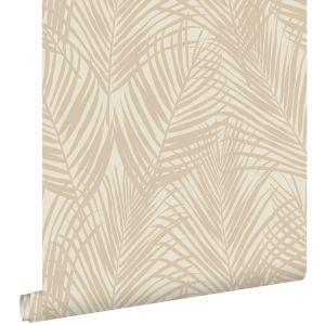 Estahome papel de parede folhas de palmeira bege claro 53 cm x 10.05 m