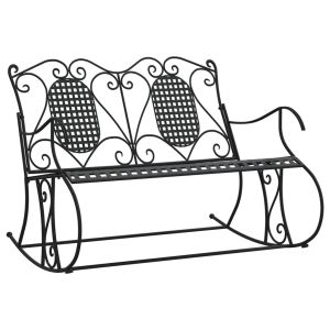 vidaXL banco mecedor de jardín de dos plazas acero negro 113 cm