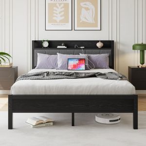 Estrutura da cama,140x200cm,LED+usb,preta