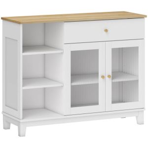 Aparador 100x35x80,3 cm mdf e vidro temperado color blanco Homcom