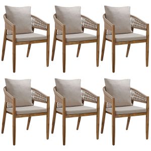 Tectake 6 cadeiras jardim madeira acácia design corda lavavel 59, areia