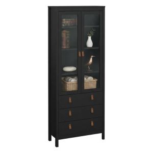 Vitrine lazio, 3 prateleiras, madeira preto 78x33x199h cm