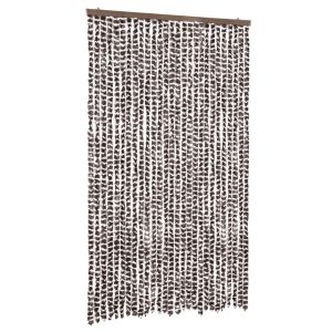 Cortina anti-insetos 118x220 cm chenille castanho e branco