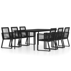 vidaXL juego de comedor de jardín 7 piezas negro