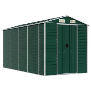 Abrigo de jardim 191x385x198 cm aço galvanizado verde