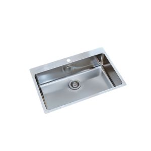 Pia de cozinha, 1 tigela, aço inoxidável acetinado.