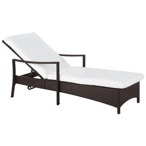 Espreguiçadeira com almofada vasto rattan sintético castanho