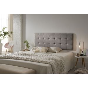 Cabecero 90 capitone cuadros tela antimanchas 112x57x5cm gris