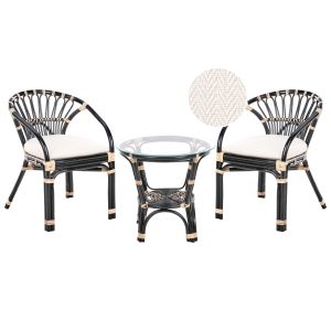 Conjunto bistro com almofadas pecorini rattan preto