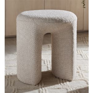 Banqueta tau, tecido atoalhado bege macio, 44x47cm