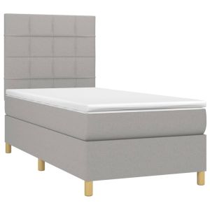 vidaXL cama box spring con colchón tela gris claro 100x200 cm