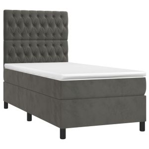 vidaXL cama box spring con colchón terciopelo gris oscuro 90x190 cm