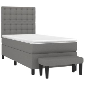 vidaXL cama box spring con colchón tela gris oscuro 80x200 cm