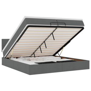 vidaXL estructura cama otomana colchones tela gris oscuro 200x200cm