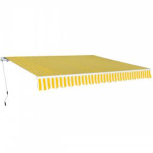 vidaXL toldo plegable de operación manual 600 cm amarillo y blanco