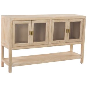 Aparador de madeira branca com 4 portas, medindo 40x150x90cm