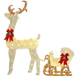 Decoração de natal com iluminação 50x29x42 cm plástico e metal color blanco