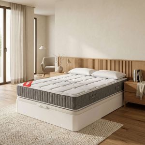 Colchão 140x190cm, sommier com arrumação e almofada pikolin troas branco