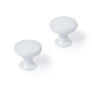 Rei | 2 puxadores minimalistas brancos foscos modelo 760, 25 mm de diâmetro