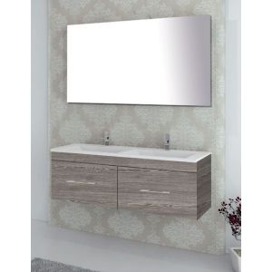 Móvel de banho FLORENCIA, lavatório duplo y espelho OAK SMOKY 120x45Cm
