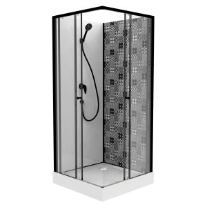 Ondee - cabina de duche ciment - decoração estampada - preto - 90x90cm