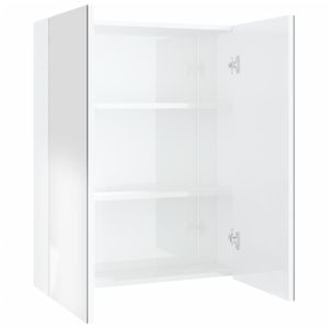 vidaXL armário com espelho para banheiro mdf branco brilhante 60x15x75 cm