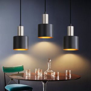 Nettlife luminária de pendurar E27 preto e prata 12x12