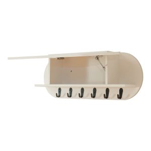 Bengaleiro de parede vilkön prateleira 6 ganchos 80x16x30cm bege [en.casa]