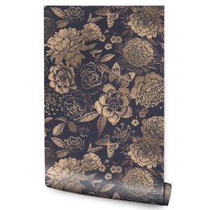 Papel de parede quarto flores vintage borboletas
