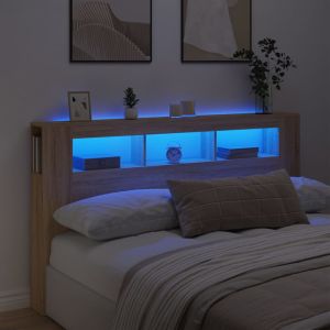 Cabeceira c/ LEDs 180x18,5x103,5 deriv. Madeira carvalho sonoma