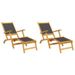 vidaXL sillas de jardín con reposapiés 2 uds madera acacia y textilene
