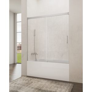 Resguardo banheira frontal+deslizante basic 145-150cm transparente cromado