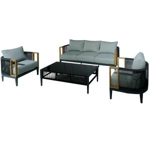 Conjunto de sofá de 3 lugares, 2 poltronas e mesa de centro