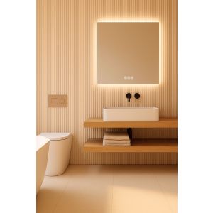 Espelho casa banho calma connect 80x80, app, anti-embacimento e bluetooth