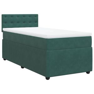 vidaXL cama box spring con colchón terciopelo verde oscuro 100x200 cm