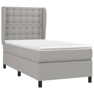 vidaXL cama box spring con colchón tela gris claro 90x190 cm